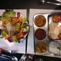 Thali and Japanese salad at The Mantraa in Barcelona