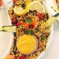 Biryani vegetal at The Mantraa in Barcelona