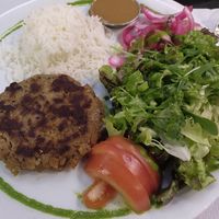 Seitan burger at The Mantraa in Barcelona