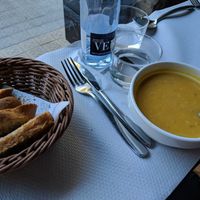 Soup, bread and water at The Mantraa in Barcelona