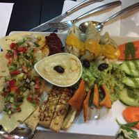 Sharing tapas platter  at The Mantraa in Barcelona