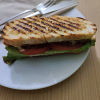 Faux breaded chicken and vegan cheese sandwich at Crock and cock in Bilbao