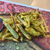 Piparras en tempura at Crock and cock in Bilbao