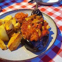 Stuffed aubergine at Food House in Mostar