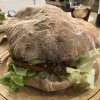 Lentil burger yumm   at Casa Alongos in Melide