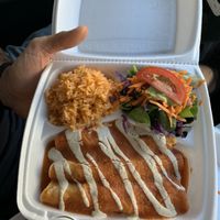 Kale/spinach enchiladas. Very delish at Viva Vegeria in San Antonio