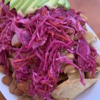 A closeup of the kimchi nachos! So good!!  at Viva Vegeria in San Antonio