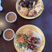 Mole poblano and crispy cauli tacos  at Viva Vegeria in San Antonio