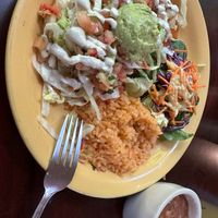 (Tomato has already been removed from the salad on my chick’n taco plate.) at Viva Vegeria in San Antonio