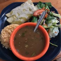 “Chicken” enchiladas verdes at Viva Vegeria in San Antonio