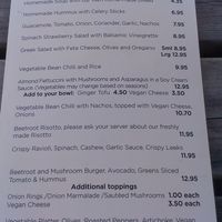 The vegan menu at RiverView Restaurant in Dunkeld