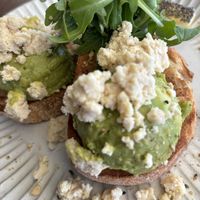 Smashed avocado and almond feta  at Blendlove in Southport