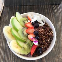 Purple protein smoothie bowl at Blendlove in Southport