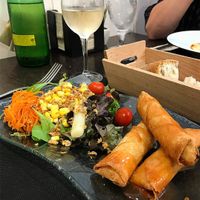Vegan spring rolls  at Ultreia Cafe and Alburgue in Arzua