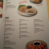 vegan menu at Akakiko in Vienna