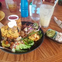 04.06.21 - Frittata Buddha Bowl and Golden (Turmeric, Ginger and Banana) Smoothie  at The Wallflower Cafe in Herne Bay