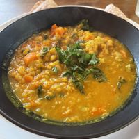 Delicious daal with chapati bread  at The Wallflower Cafe in Herne Bay