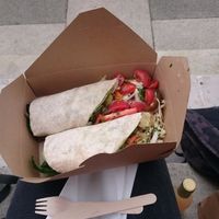 Avocado and sweet potato wrap with cashew pesto at The Wallflower Cafe in Herne Bay