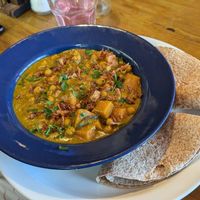 Peanut curry with chapati at The Wallflower Cafe in Herne Bay