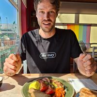 Kieran so excited for this breakfast! at The Wallflower Cafe in Herne Bay
