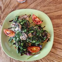 Sourdough with mushrooms and greens at The Wallflower Cafe in Herne Bay
