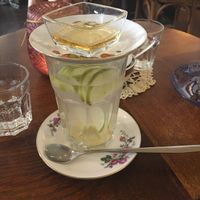 Ginger lime tea, agave sirup on top  at Cafe Herzstück in Goerlitz