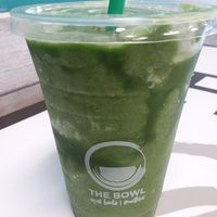 The Skinny Dip smoothie which has pineapple, spinach, banana, spirulina, coconut water. at The Bowl - Pine Ridge Rd in Naples