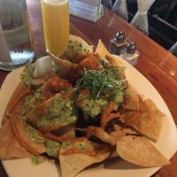 Part of the mimosa kit in the background, fried guacamole   at The Coronado PHX in Phoenix