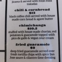 Partial menu at The Coronado PHX in Phoenix