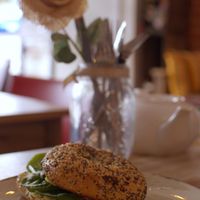 Avocado and vegan brie bagel at From the Art Ethical Handicrafts and Cafe in Ashwood