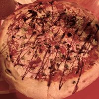 Vegan pizza with mushrooms and new delicious cheese  at Shuffle Pub in Tel Aviv