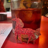 Jäegermeister and a unicorn I found on the table   at Shuffle Pub in Tel Aviv