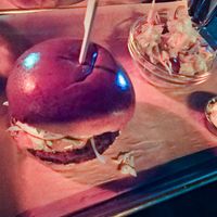 Vegan Seitan and Soy Cheeseburger at Shuffle Pub at Shuffle Pub in Tel Aviv