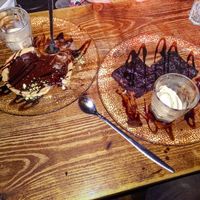 Vegan Chocolate Pie and Vegan Brownies (with Vegan Ice Cream) at Shuffle Pub at 2am at Shuffle Pub in Tel Aviv