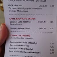 Vegan coffee options at Manna in Innsbruck