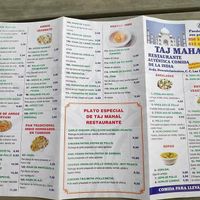 The menu at Taj Mahal in Chiclana De La Frontera