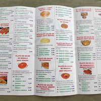 The menu at Taj Mahal in Chiclana De La Frontera