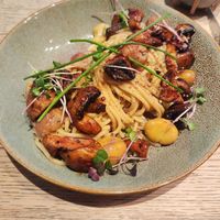 Spaghetti with mushrooms and chestnuts at Kunstküche in Krefeld