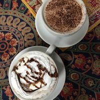 Luxury hot chocolate versus hot chocolate   at Cafe Shanti in Lincoln