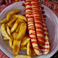 Gluten free hot dog at Cafe Shanti in Lincoln