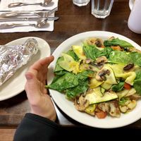 My hand for scale - the portions are BIG! at Alabama Hills Cafe in Lone Pine
