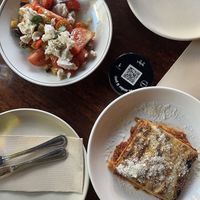 Lasagne and tomato salad   at Gigi Pizzeria in Newtown