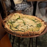 Zucchini white sauce pizza at Gigi Pizzeria in Newtown