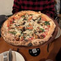 Fried eggplant, spinach, mushroom red sauce at Gigi Pizzeria in Newtown