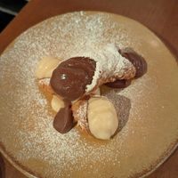 Cannoli $12.00: perfectly crispy pastry, great creamy chocolate custard+vanilla custard at Gigi Pizzeria in Newtown