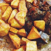 seitan with veggies and potatoes at Somos Lo Que Comemos in Tenerife