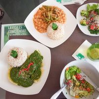 Meals of the day, which also included soup and dessert (not featured) at Muya Vegan Cafe - Maybe closed in Trujillo