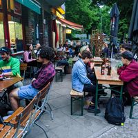 Outside of Sahara Imbiss on a nice evening in May. at Sahara Imbiss - Reuterstr in Berlin