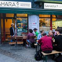 Outside of Sahara Imbiss on a nice evening in May. at Sahara Imbiss - Reuterstr in Berlin