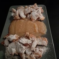 Vegan Kaiserschmarrn with applesauce at Cafe Bahnhof  in Kirchheimbolanden